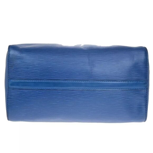 LOUIS VUITTON LV Logo Speedy 30 Travel Hand Bag Epi Leather Blue M43005 86YF352 - Picture 6 of 14